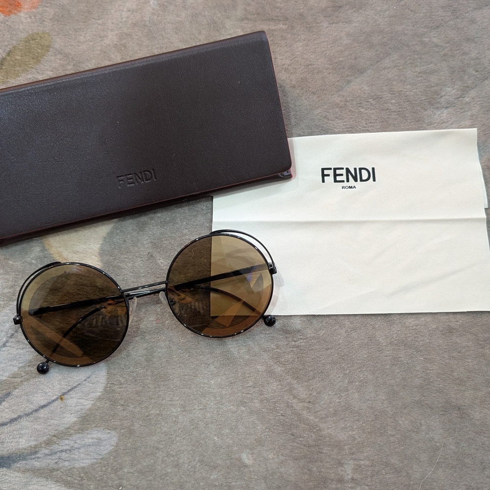 Fendi Round Sunglasses with Brown Lenses